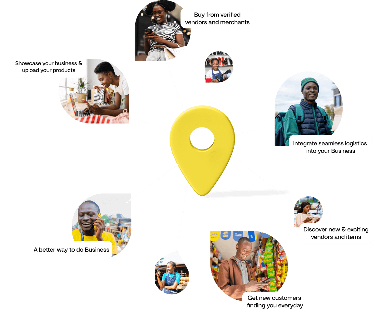 Visual representation of a network tree connecting multiple people and businesses